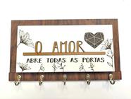 Porta chaves e carta- O amor Abre todas as Portas Decoração