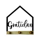 Porta chaves formato Casa escrito Amor/ Gratidão/ Coração/ Família em MDF Preto e Madeira Pinus - REVEST3DPLAST