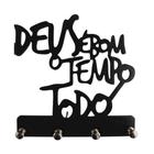 Porta Chaves Pendurador Feito De Madeira Deus É Bom MDF Decoração Cor Preto