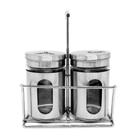 Porta Condimento de Inox Com Suporte 2 Peças - Kit Girl