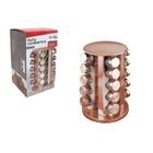 Porta Condimentos com 20 Vidros de 80 ml + Suporte de Inox Giratório Rose Gold - Top Chef 4155