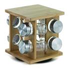 Porta Condimentos de Vidro com Base Giratória em Bambu 17x19 cm Mimo Style 8 Peças