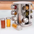 Porta Condimentos Temperos Giratorio Com 12 Potes Em Aco Inox Sal Pimenta Mini Recipiente Otimizador Espaço Mesa Pia