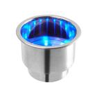 Porta Copo de Embutir em Aço Inoxidável LED Azul