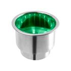 Porta Copo de Embutir em Aço Inoxidável LED Verde