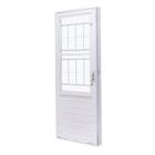 Porta de Aço com Postigo 215x83cm com Grade Quadriculada e Vidro Liso Unicsol Ramassol