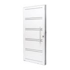 Porta de Aço Lambri 215x100cm com Friso e Puxador Inox Batente 12cm Qualitysol Ramassol