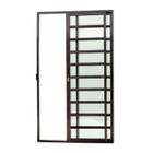 Porta de Alumínio de Correr 210x120cm 2 Folhas com Travessa e Vidro Liso Corten Super Brimak