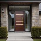 Porta de Aluminio Pivotante Lambril 210x100cm com Puxador Super Premium Marrom Corten Dourado