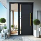 Porta de Aluminio Pivotante Lambril 210x100cm com Puxador Super Visione Brimak Preto Dourado