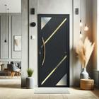 Porta de Aluminio Pivotante Lambril 210x120cm com Puxador Super Oasis Brimak Preto Dourado