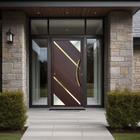 Porta de Aluminio Pivotante Lambril 210x120cm com Puxador Super Oasis Marrom Corten Dourado