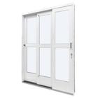 Porta de Correr com Travessa Aço Branco 3 Folhas Esquerda 215x152x14cm Qualitysol