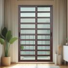 Porta de Correr com Travessas 2 Folhas Moveis 210 X 120 Elite com Fecho Automático Vidro Liso