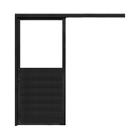 Porta de Correr Lambri de Aluminio 215x90cm com Vidro Mini Borel Preto - CRV