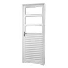 Porta de Giro em Aço Branco 3 Vidros 215x84x12 cm Direita Ideal CRV