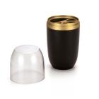 Porta escovas creme dental com tampa 500ml - transparente preto com dourado - Arthi