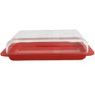 Porta Frios Com Tampa Queijeira Pote Para Queijo Presunto Cozinha Vermelho