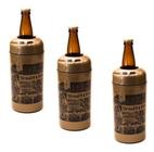 Porta Garrafa Cerveja Litrão 1000ml Retro Termico Kit 3pc - Dourado