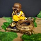 Porta incenso e vela quadrado buda zen amarelo 9cm - CASA FÉ