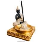 Porta Incenso Incensário Buda Tibetano Dourado