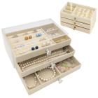 Porta Joia Acrílico 3 Camadas Brinco Anel Compartimento caixa de armazenamento de joias