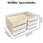 porta joia organizador 3 andares espaçoso veludo para aneis brincos pulseiras aneis - shopmanu