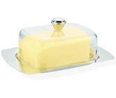 Porta Manteiga Em Aço Inox e Tampa Acrílica Transparente - 123 Util