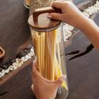 Porta mantimento pote alimento de vidro borossilicato com tampa e alça de bambu 1,8 litros