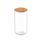 Porta Mantimentos Hermético Keep Quadrado em Poliestireno Transparente com Tampa em Bambu 1,5L - Ou