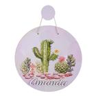 Porta Maternidade Cactus Plaquinha Mdf Nome Personalizado