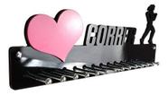 Porta Medalha Corrida Fem Amo Correr Coração Pink