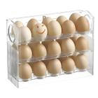 Porta Ovo Dispensador Organizador Suporte Geladeira Acrílico 3 Andares Cesta de Ovos C/ Marcador de Dia