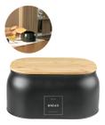 Porta Pães Com Tampa De Bambu Guarda Mantimentos Preto