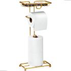 Porta Papel Higiênico Dispenser Porta Celular Banheiro Lavabo Decoração Dourado Arthi