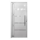 Porta Pivotante de Alumínio Lambril 2,10 x 1,00 Com Visor e Friso Direita Cor Branco