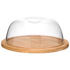 Porta Queijo Queijeira Redonda Bambu Com Tampa Acrílico
