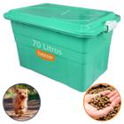 Porta Ração e Isca Pote Caixa Container Organizadora 70 L de Até 2 Sacos de 30 Kg Reforçada Trava Segurança para Pets