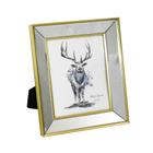 Porta Retrato Dourado c Moldura Espelhada Fumê - LUXdécor