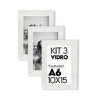 Porta retrato Molduras para Fotos 10x15cm com Vidro Kit com 3 Unidades