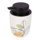 Porta Sabonete Líquido Dispenser Cerâmica Botânico 200ml 8x12,5cm - Wp Connect