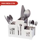 Porta Talhares Inox 3 Divisórias Com Laterais Em PP Branco