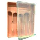 Porta Talher Plastico Com 6 Divisorias Color Com Tampa 