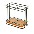 Porta Talheres Metal Wood Rack Preto 44416 Urban