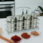 Porta Tempero Condimentos Aço Inox Com 4 Potes De Vidro Cozinha