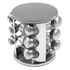 Porta Temperos Vidro Giratório Tampa Inox Conjunto Para Condimentos