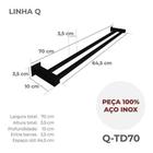 Porta Toalha Duplo Banheiro 70Cm Aço Inox 304 Preto Fosco