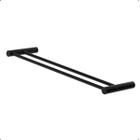 Porta Toalha Duplo Barra Redonda 70cm Modelo Orion Preto Fosco Grego Metal