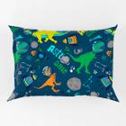 Porta Travesseiro Fronha Avulsa Astrodino 70cm x 50cm - Estampa Digital Juvenil Infantil Moderno Astronauta Dinossauro