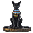 Porta velas em resina gato egípcio bastet lying 13cm